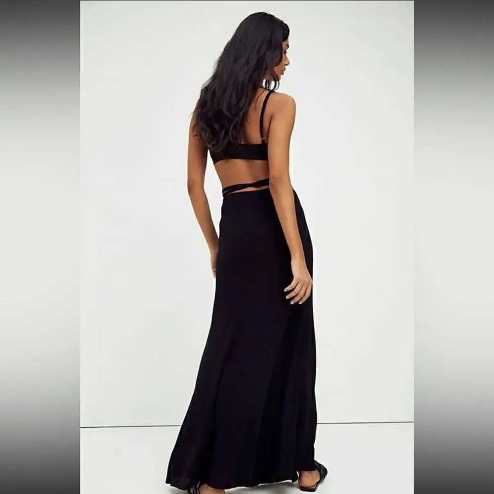 NEW FREE PEOPLE THATS A WRAP SOLID MAXI SKIRT